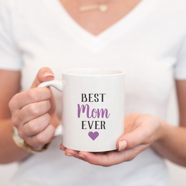 Best Mom Ever Purple Script Heart Coffee Mug (Creator Uploaded)