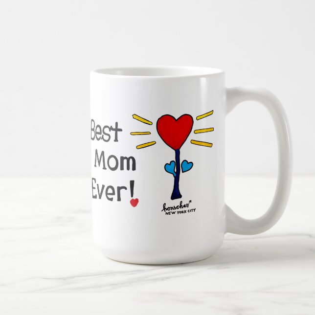"Best Mom Ever" Red HeartFlower Mug (Right)