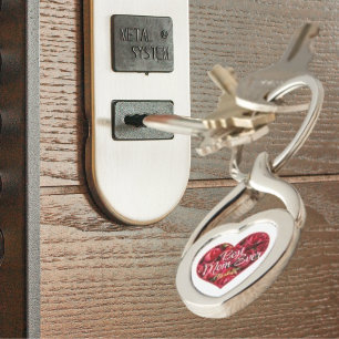 Best Mom Ever Red Roses Heart Mothers Day Keychain
