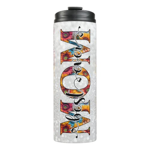 Best Mom Ever Red Yellow Floral Thermal Tumbler