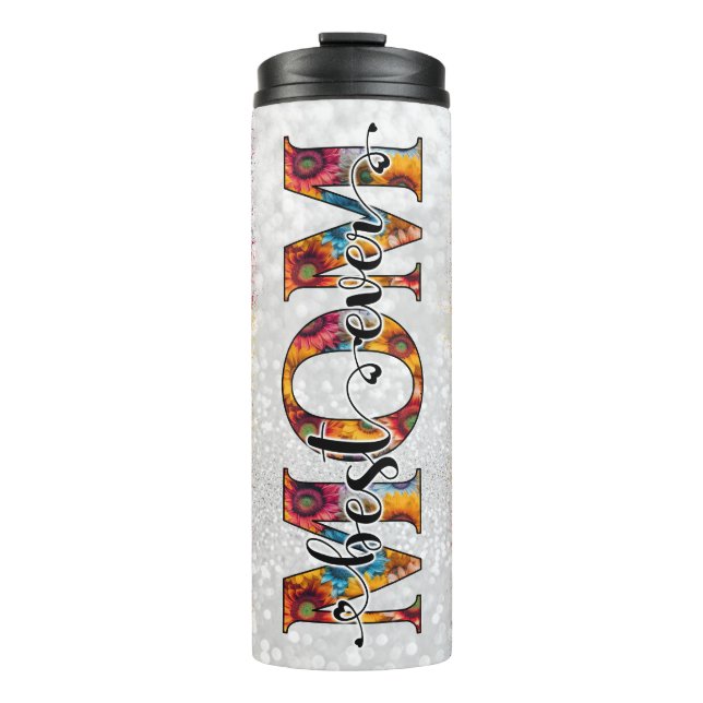 Best Mom Ever Red Yellow Floral Thermal Tumbler (Front)