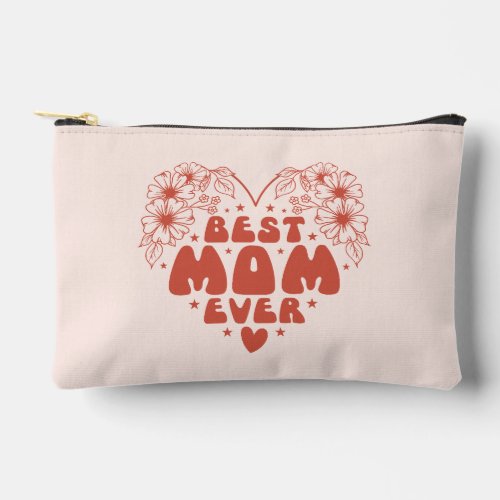Best Mom Ever Retro Floral Red Mothers Day Accessory Pouch