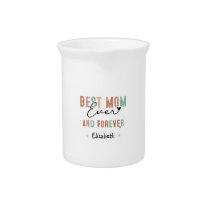 Best Mom Ever  Retro Script Groovy Mother's day  Beverage Pitcher