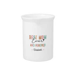 Best Mom Ever Retro Script Groovy Mother's day Beverage Pitcher
