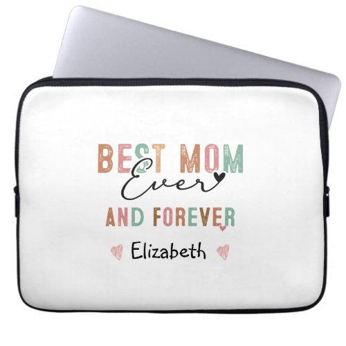 Best Mom Ever  Retro Script Groovy Mothers day  Laptop Sleeve