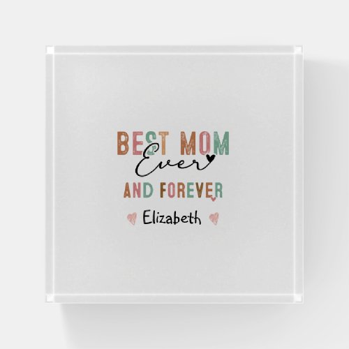 Best Mom Ever  Retro Script Groovy Mothers day  Paperweight