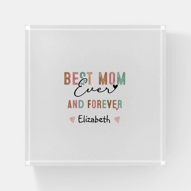 Best Mom Ever  Retro Script Groovy Mother's day  Paperweight (Front)