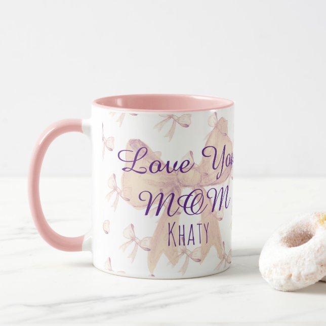 Best Mom Ever Ribbon Elegant Modern Mothers Day Mug (With Donut)