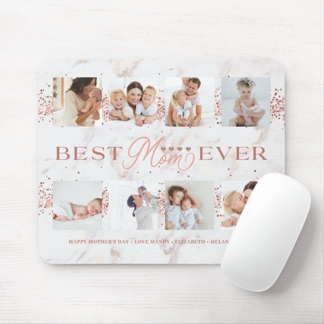 Best Mom Ever Rose Glitter 8 Photos Mother's Day Mouse Pad (With Mouse)