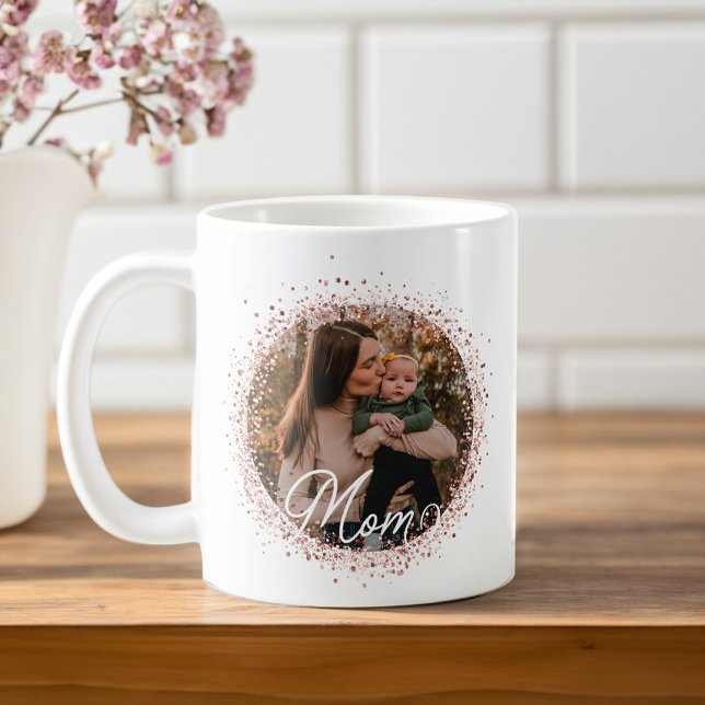 Best Mom Ever Rose Gold Glitter Photo Mother's Day Coffee Mug (Best Mom Ever Rose Gold Glitter Photo Mother's Day Coffee Mug)