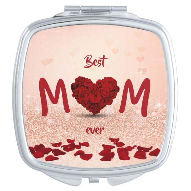 Best Mom Ever Rose Heart Bouquet - Compact Mirror (Front)