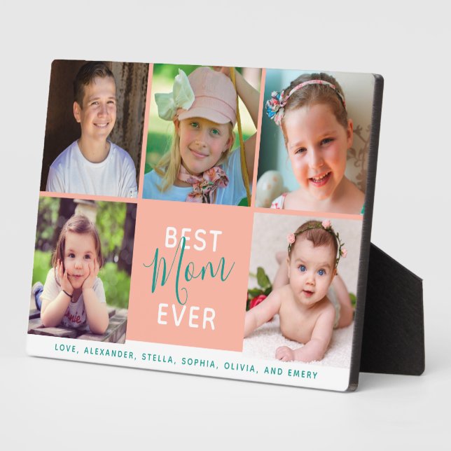Best Mom Ever Script 5 Photos Family Plaque (Side)