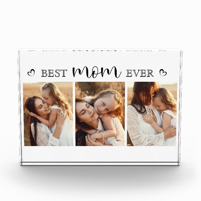 Best Mom Ever Script Gift For Mom Photo Collage Block (Front)