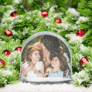 Best Mom Ever Script Mother's Day 2 Photo Snow Globe