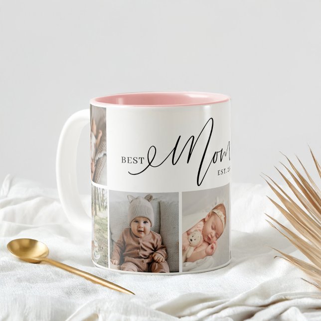 Best Mom Ever Script Mothers Day 7 Photo Collage Two-Tone Coffee Mug (Best Mom Ever Script Mothers Day 7 Photo Collage Two-Tone Coffee Mug)