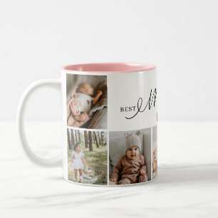 Best Mom Ever Script Mothers Day 7 Photo Collage Two-Tone Coffee Mug