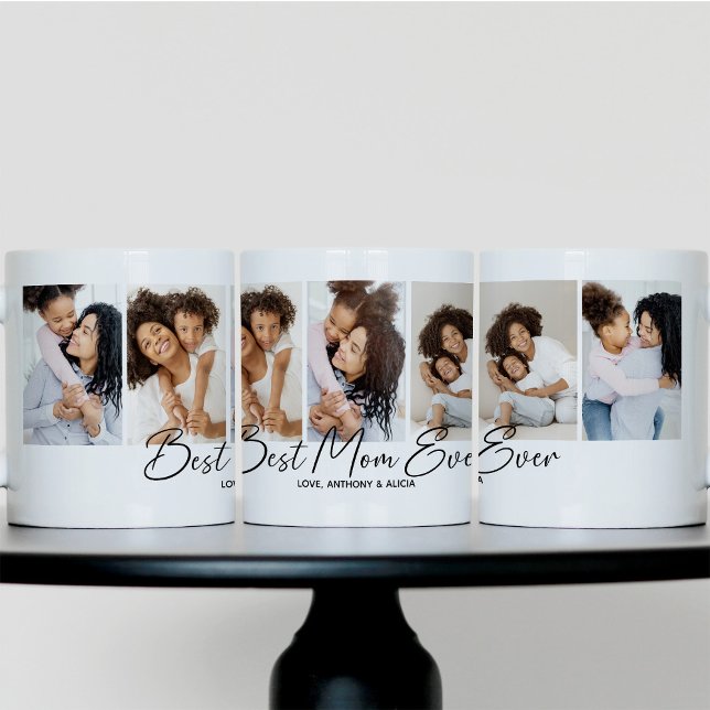 Best Mom Ever Script Photo Collage Coffee Mug (Creator Uploaded)