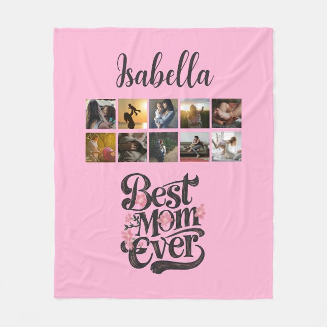 Best Mom Ever Script Trendy Mother's Day Gifts Fleece Blanket (Front)