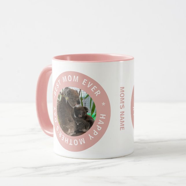 Best Mom Ever Seal Of Approval Pink Photo Mug (Front Left)