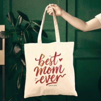 Best Mom Ever Simple Modern Chic Brown Calligraphy