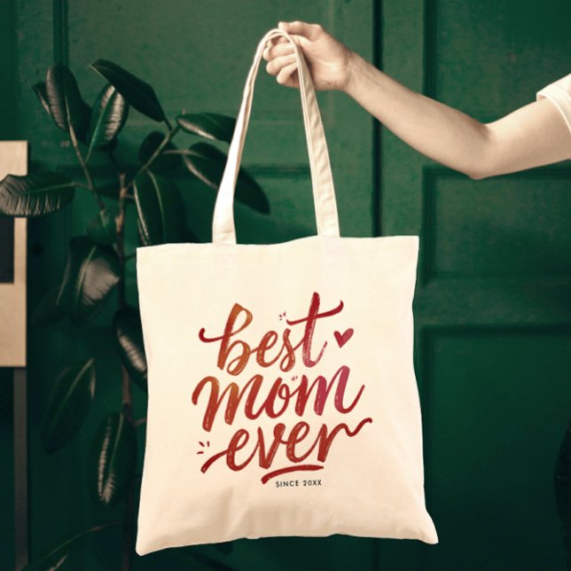 Best Mom Ever Simple Modern Chic Brown Calligraphy Tote Bag (Creator Uploaded)