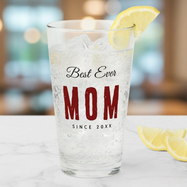 Best Mom Ever Since 20XX Modern Simple Preppy  Glass (Creator Uploaded)