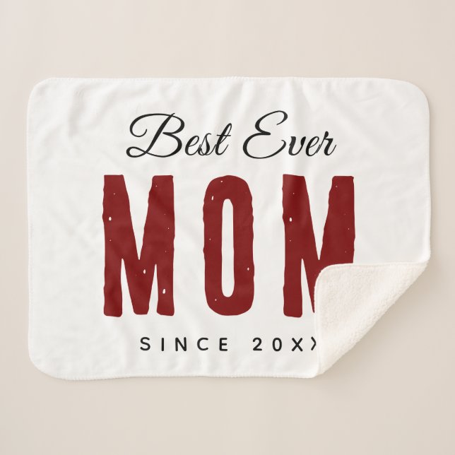 Best Mom Ever Since 20XX Modern Simple Preppy  Sherpa Blanket (Front (Horizontal))