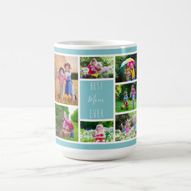 Best Mom Ever Sky Blue Photo Collage Coffee Mug (Center)