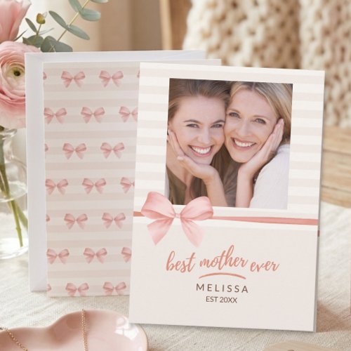 Best Mom Ever Soft Blush Cream Script Mother's Day Card