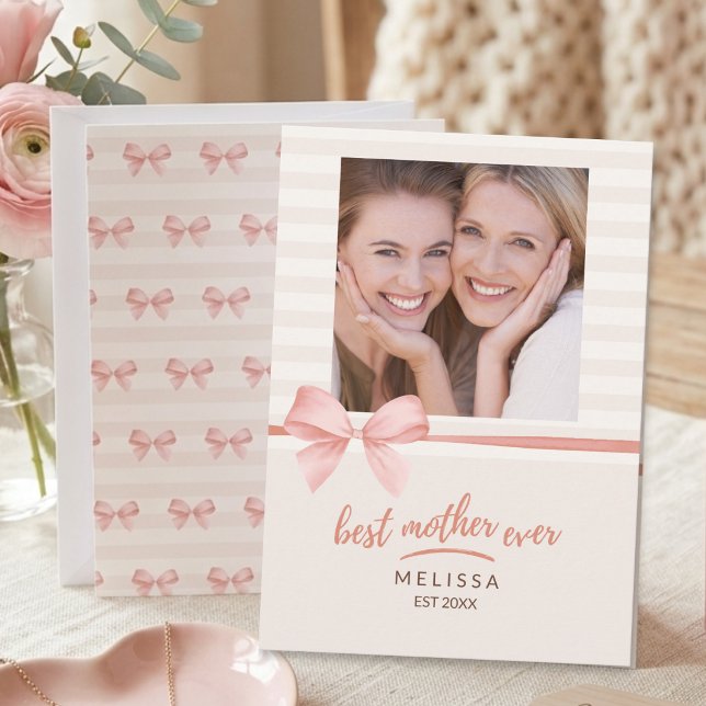 Best Mom Ever Soft Blush Cream Script Mother's Day Card (Creator Uploaded)