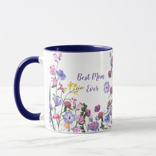 Best Mom Ever Spring Summer Garden Flowers Mug (Left)