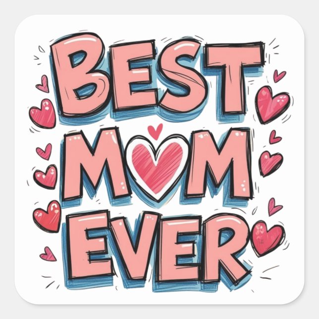Best Mom Ever Square Sticker (Front)