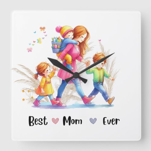 Best mom ever  square wall clock