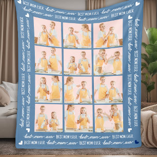 Best MOM Ever Stylis 6 Photo Collage Mother's Day Fleece Blanket