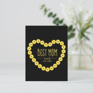 Best Mom Ever Sunflower Heart Custom Name Mom Postcard