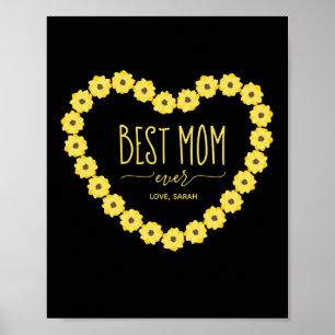 Best Mom Ever Sunflower Personalized Name Poster