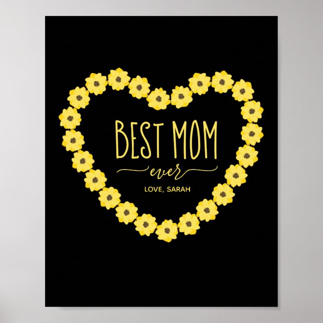 Best Mom Ever Sunflower Personalized Name  Poster (Front)