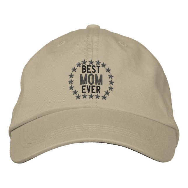 Best Mom Ever SuperMom Stars Embroidery Embroidered Baseball Cap (Front)