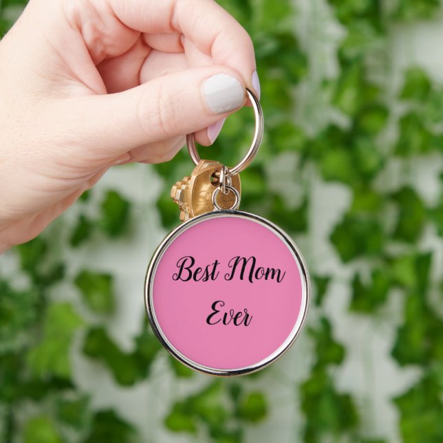 Best mom ever text pink keychain (Hand)