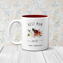 Best Mom Ever | Trendy Burgundy Boho Floral
