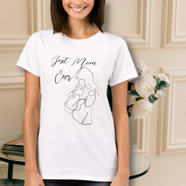Best Mom Ever Trendy One Line Motherhood baby  T-Shirt (Creator Uploaded)