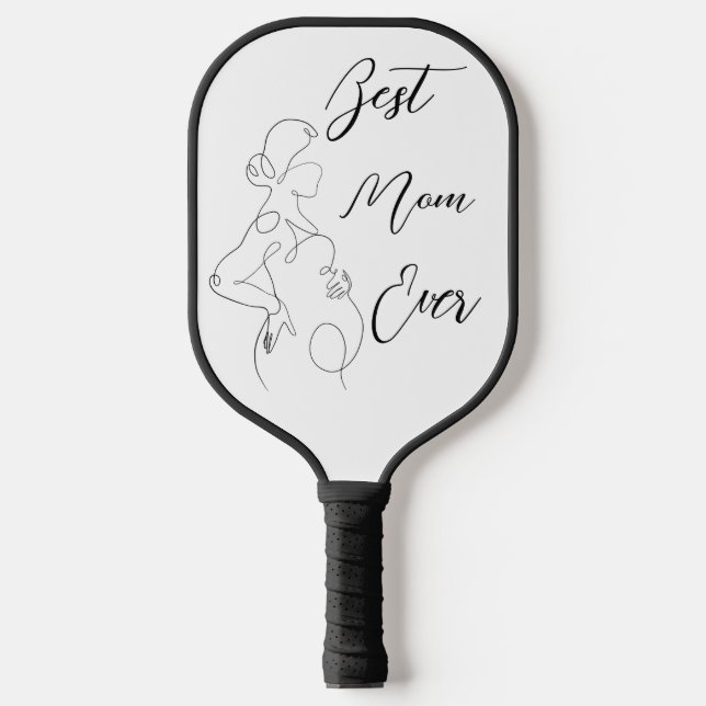 Best Mom Ever Trendy One Line Pregnancy Classic Pickleball Paddle (Front)