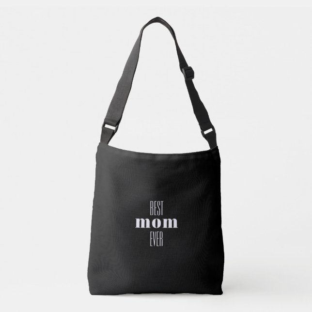 Best Mom Ever Typographic Black Tote Bag (Front)