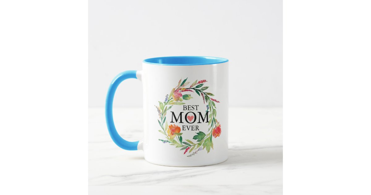 coffee mug, leafy greenery wreath best mom mug