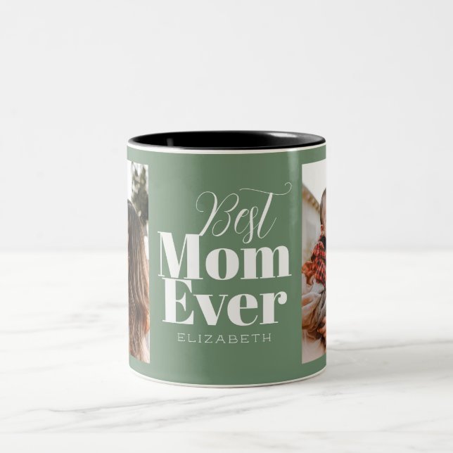 Best Mom Ever Typography Customized  Two-Tone Coffee Mug (Center)