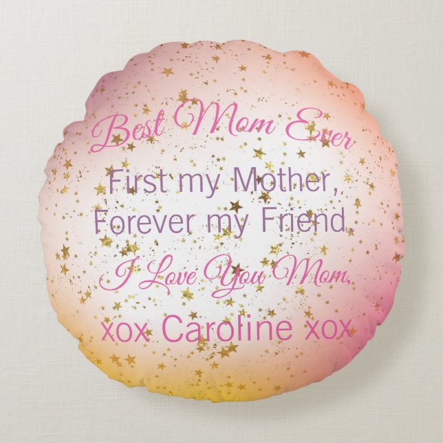 Best Mom Ever Unique Modern Cute Mothers Day       Round Pillow (Front)