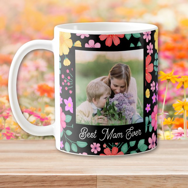 Best Mom Ever Vibrant Floral Photo Collage Coffee Mug (Creator Uploaded)