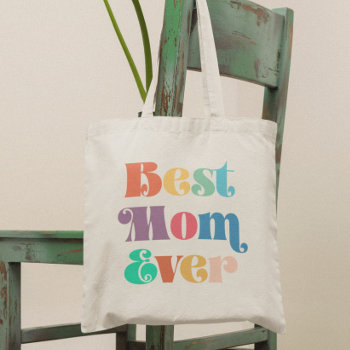 Best Mom Ever Vintage Retro Script Mother's Day Tote Bag by LemonBox at Zazzle