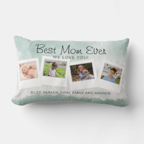 Best Mom Ever Watercolor Childrens Photo Lumbar Pillow