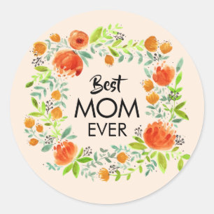 Best Mom Ever Watercolor Floral Stickers
